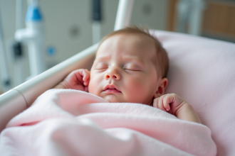 Bébé nouveau-né endormi dans un berceau à l'hôpital