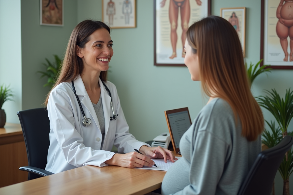 Docteur et femme enceinte lors d