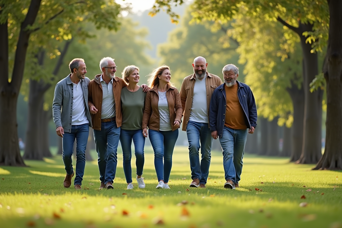 Groupe de personnes dans un parc en pleine nature pour une vie saine