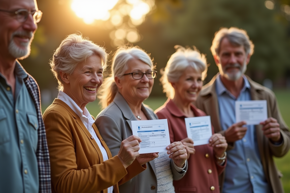 Groupe de personnes diverses souriantes avec leur carte de vaccination