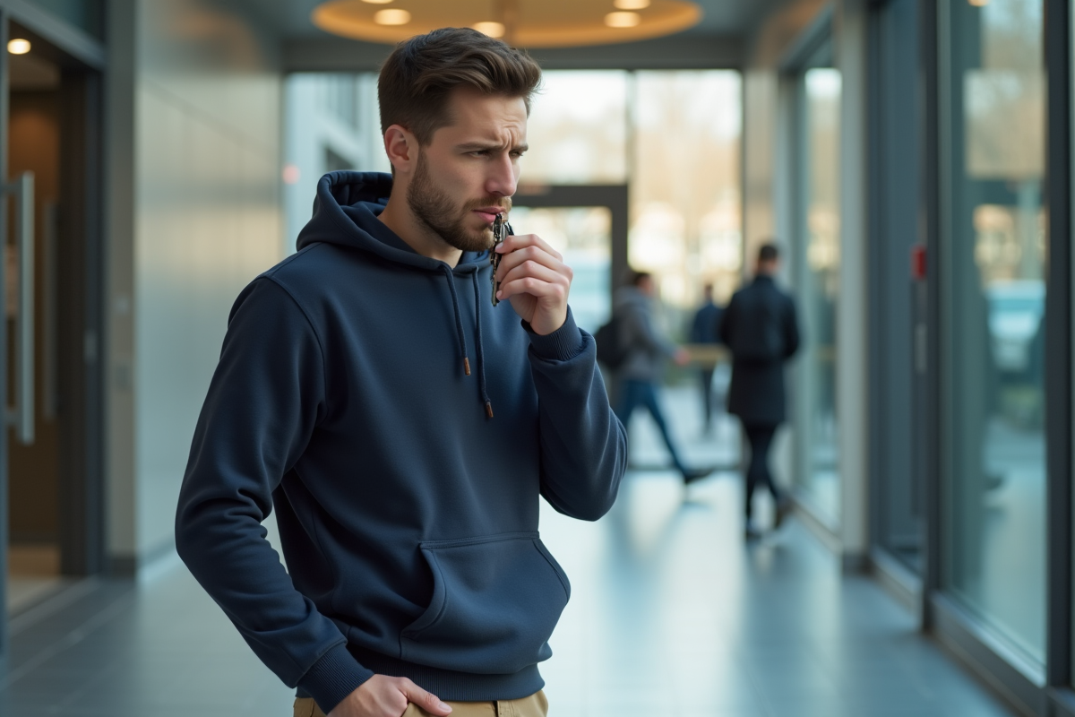 Jeune homme anxieux dans l