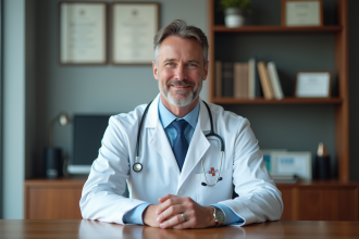 Médecin homme en costume dans un bureau moderne