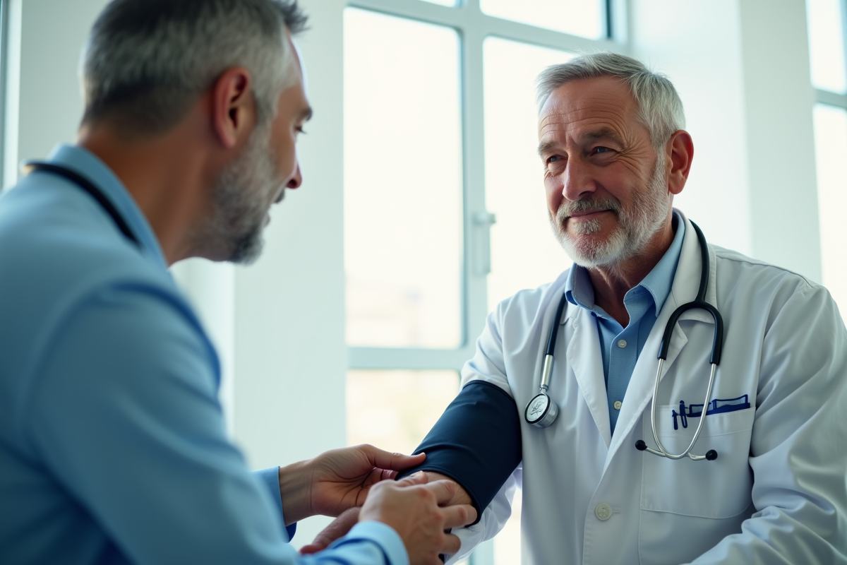 Medecin prenant la tension d