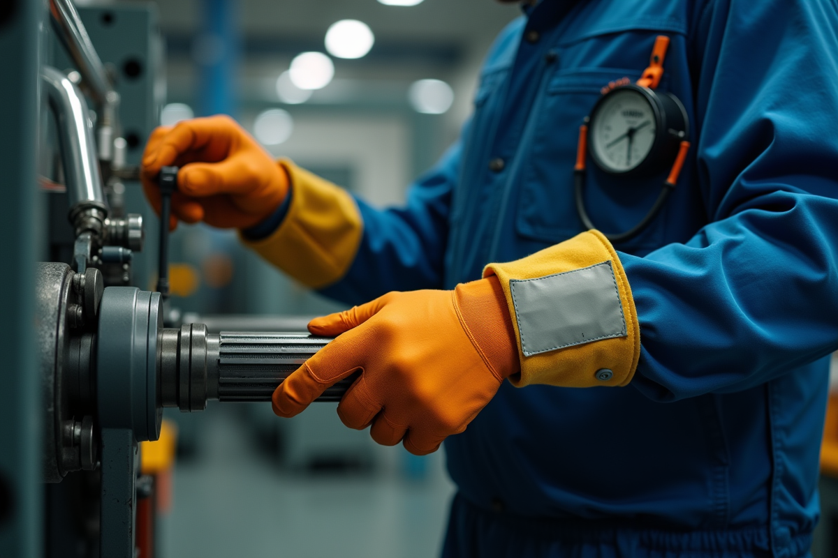 Ouvrier ajustant ses gants de protection avant travail